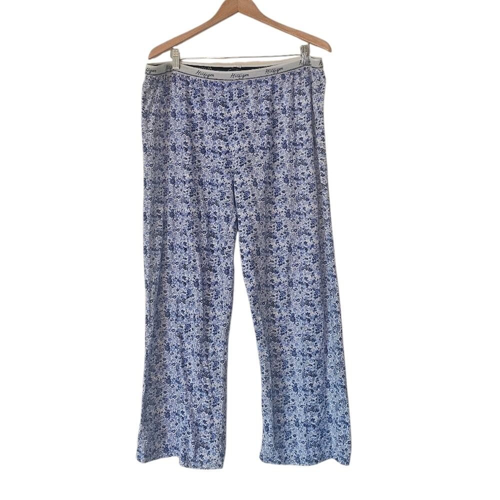 Tommy Hilfiger Blue‎ White Floral Lounge Pajama Pants Cozy Sleepwear, Size 3X